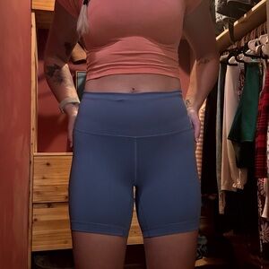 Women's Blue High-Waisted Shorts